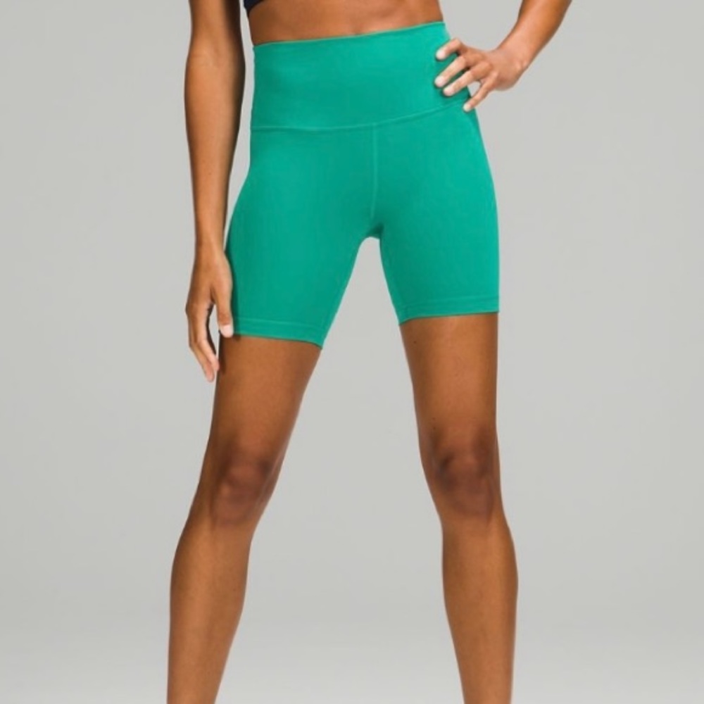 High-Rise Green Women’s Active Bike Shorts